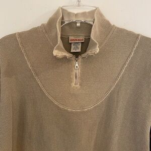 Vintage Gramicci Thermal Waffle Quarter Zip Light Brown Tan Long Sleeve Top XL